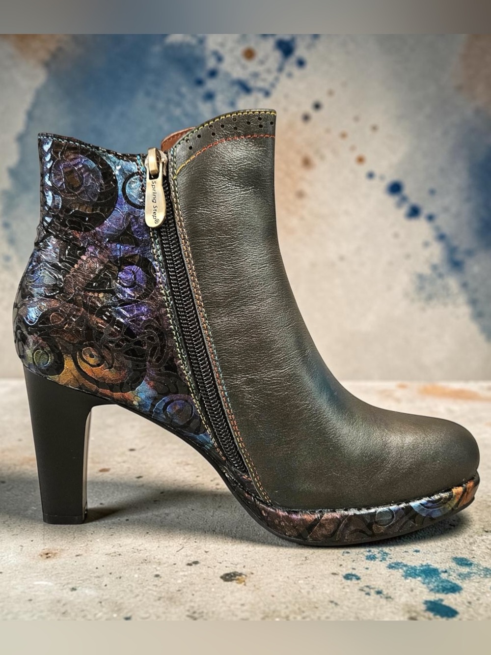 L’Artiste by Spring Step Marleigh Pewter Metallic Leather Heeled Boots